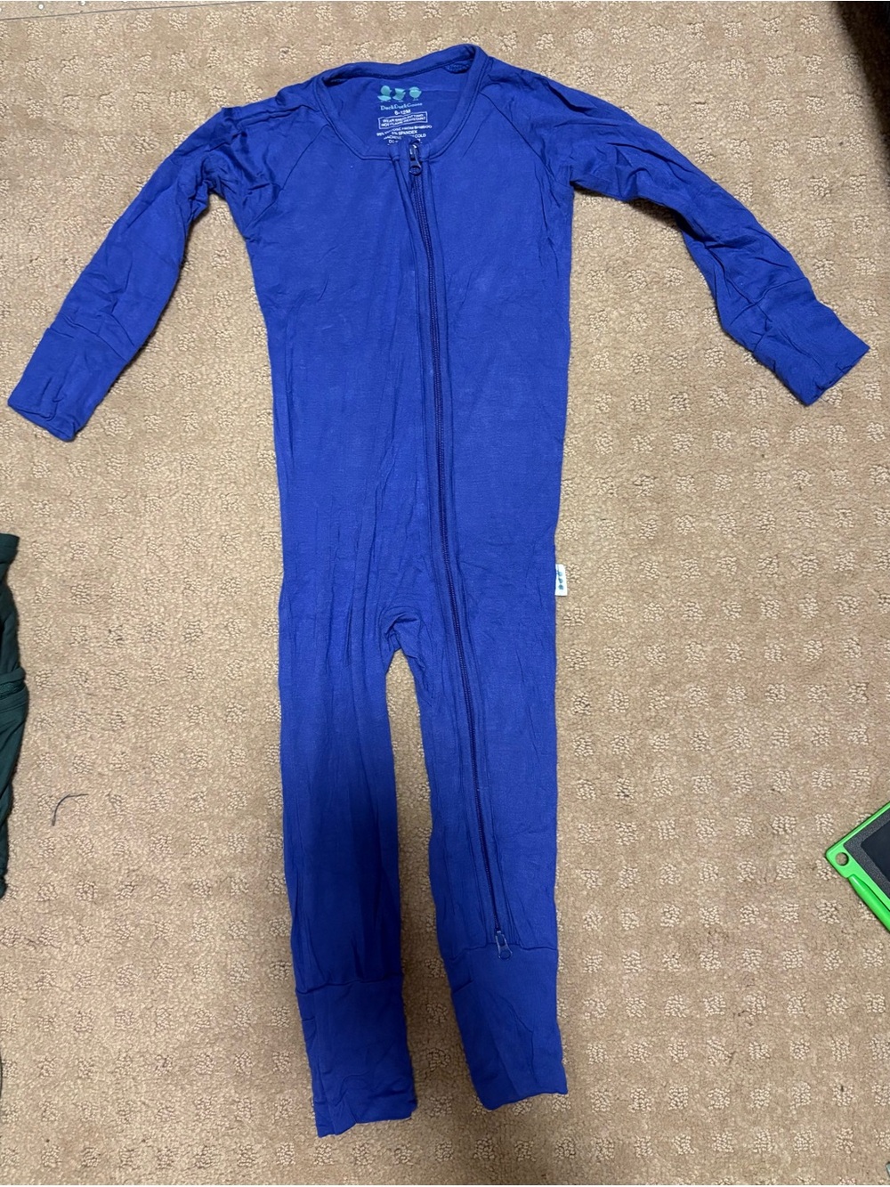 Bamboo Long-Sleeve One-Piece Zipper Pajamas - Blue
